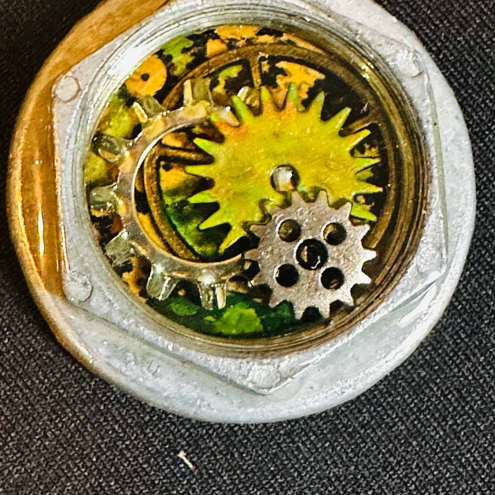 Steampunk Silver Copper colors Mechanical Pendant Necklace Burning Man (1)/bid - Picture 2 of 7